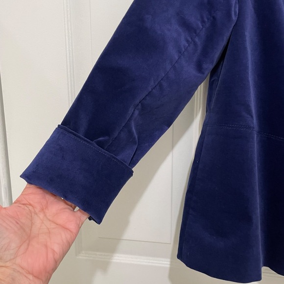 Talbots Womens Royal Blue Velvet Blazer Jacket Size 14W Whimsygoth Fairy Grunge - Picture 2 of 7